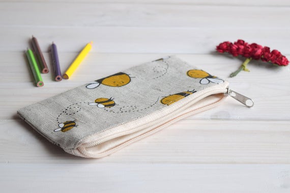 Pouch, Bag, Pencil Bag, Cute Pencil Case, Organiser, Storage, Linen, Encil  Case, Pencil Pouch, Make up Bag, Small Bag, Zipper Pouch 