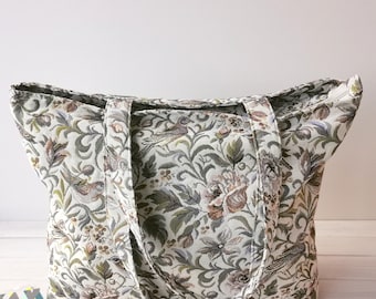 Bolso tote maxi con tapiz floral: bolso de hombro grande tapizado