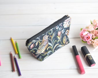 Borsa cosmetica con stampa di uccelli: borsa da viaggio per articoli da toeletta, borsa per il trucco, organizer con cerniera