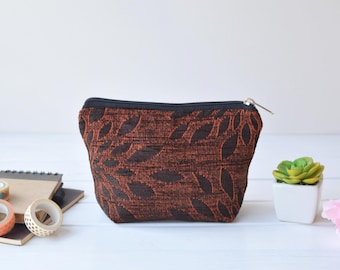 Floral Makeup Bag: Upholstery Toiletry Travel Cosmetic Pouch
