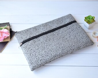 Gray Tapestry Laptop Sleeve with Zipper Pocket MacBook case