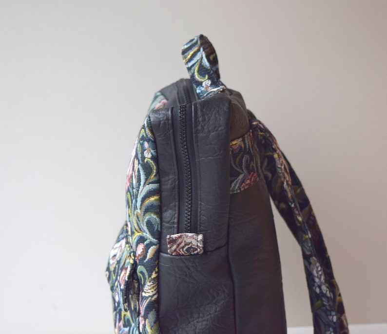 Backpack, Rucksack Bag, Purse, Vertical Square Shape bag, Laptop bag, Women backpack, School College Backpack, Travel bag, Black, Birds image 8