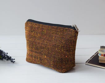 Minimalist Orange Makeup Bag: Travel Toiletry Pouch