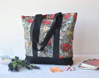 Canvas Tote Bag, College Bags, Beach Bag, Shopping bag, Tote bag, Poppies canvas tote bag, Tote bag, Shoulder bag, Farmers market bag