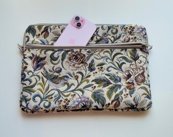 Floral Birds Upholstery Laptop Sleeve, Padded MacBook Air Case