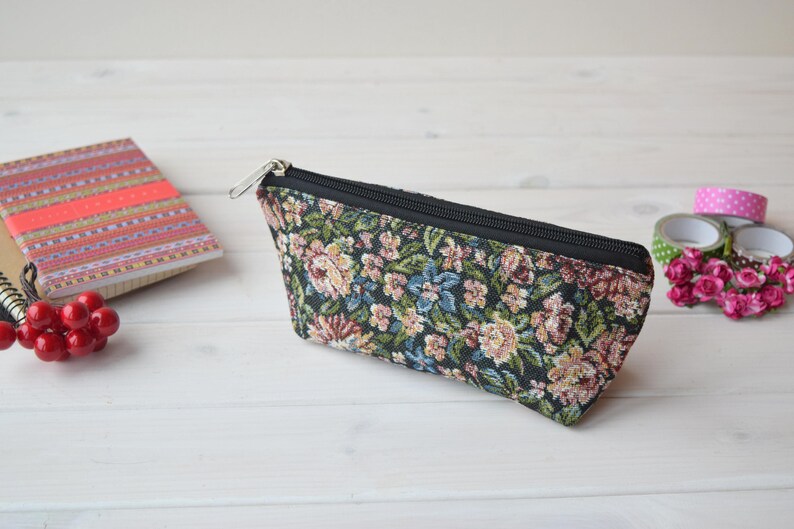 Make up bag, Toiletry bag, Cosmetic bag, Travel bag, Cosmetic case, Travel makeup bag, Zipper bag, Storage bag, Pencil case, Floral bags 画像 3