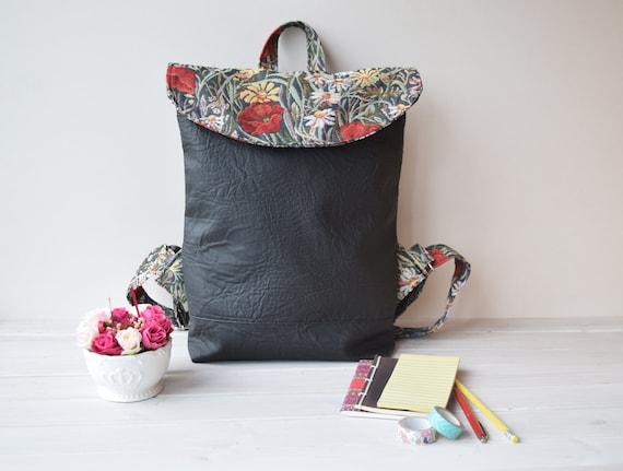 Faux leather school backpack shop