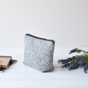 Bolsa de cosméticos gris, bolsa para pinceles de lápiz labial, bolsa organizadora, bolsa mediana, bolsa de maquillaje de baño, bolso minimalista, bolsa de cosméticos con cremallera