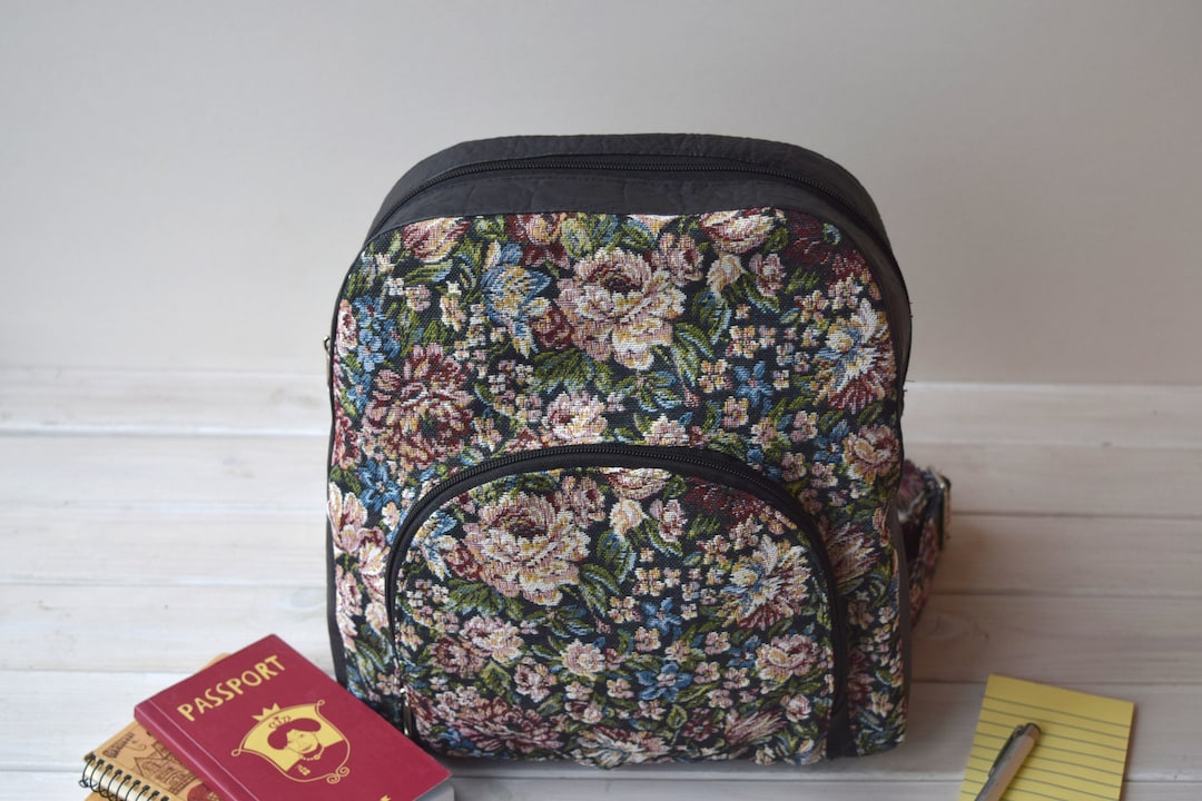 Embossed Faux Leather Mini Backpack Purse with Floral Design, Water Resistant Floral Mini Backpack: Faux Leather Rucksack Bag - Etsy main image 4