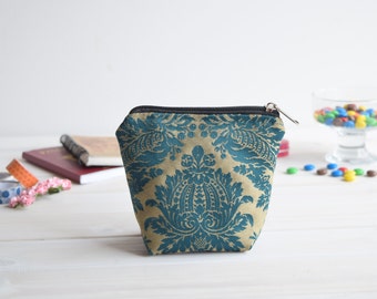 Damask charger bag with zipper, Charger case, Cosmetic pouch, Make Up Pouch, Toiletery bag, Project bag, Charger bag, Travel bag