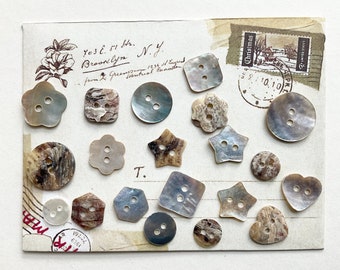 20 Mother-of-Pearl Mixed, Thin CRAFT BUTTONS, craft accessories, embellishments,