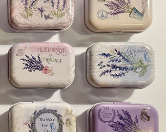 CLEARANCE Tins, Lovely Little Lavender Tins, Vintage style tin box, very useful, little storage tins, Useful & Pretty,  Gift idea,