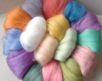 16 Wools, PASTEL colours, Soft Felting Wools, lots of Lovely wool colours, Treat yourself, Great gift for a crafty person,