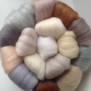 16 Lovely NEUTRALS, Soft felting Wools, Needle-felting or Wet-felting, wool tops,
