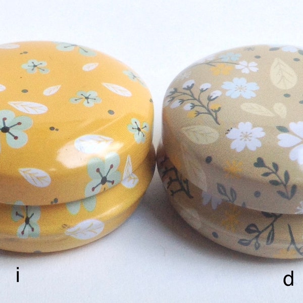 Little TINS, Lovely little TINS, All over pattern, Quality metal storage tins, Cute round tins, gift idea,