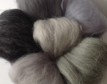 8 Shades of GREY, Soft Needle felting wool, Merino wool tops, Soft and fine wool for needle felting and wet felting,