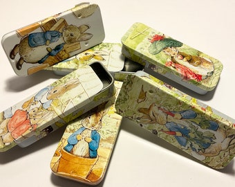 Little TINS, Perfectly lovely, Peter Rabbit themed collection, Little Slider Tins, sweet little gift,