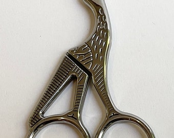 SILVER colour, Crain SCISSORS, needlework scissors,  Stork scissors, needle craft,
