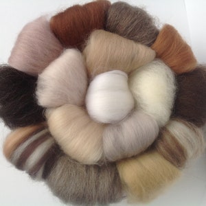 Pack of 16 NEUTRAL Colours, felting Wools, Needle-felting or Wet-felting.