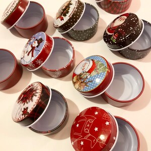 TINS, Little Christmas TINS, Perfectly lovely, Very small cute Patterned storage tins, gift idea, Little storage tins, jewellery boxes,