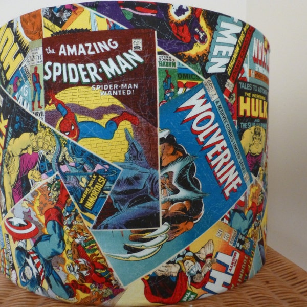 Marvel Comics Avengers ~ Captain America * Spiderman * Iron Man * Hulk * Thor * Wolverine abat-jour tambour en tissu - 20 et 30 cm de diamètre