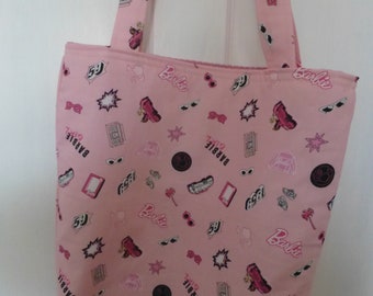 New Barbie Icons Fabric Custom made cotton Tote bag*Book Bag with inside pocket