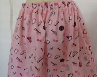 Pink Barbie (new movie) Icons or Head*Logo Cotton Fabric Teen/Ladies Skater Skirt