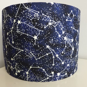 Glow-in-the-Dark Space*Galaxy*Stars*Constellations Cotton Fabric Drum Lampshade ~ 30cm & 20cm diameter