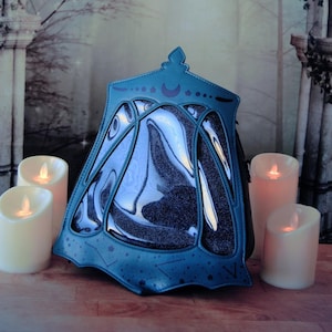 Bolso Itabag de piel vegana verde con farol, mochila Ita, bolso de hombro con alfileres, bolso cruzado gótico, bonito bolso Ita, regalo para ella
