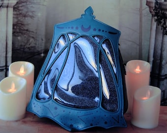 Itabag,Green Vegan Leather Bag Lantern ,Ita Backpack - Pin Display Shoulder Bag,Gothic crossbody bag, Cute Ita Bag, Gift for Her