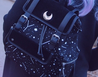 Mochila Luna, Bolsa de Viaje Negra, Bolsa de Aventura, Mochila Kawaii, Bolsa Ita Linda, Mochila de Lona, unisex