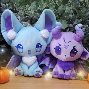 Demon Goat/Bat Plushie, Kawaii Plush, Pastel Goth, Decorative Plush, Gamer, Gothic plushie