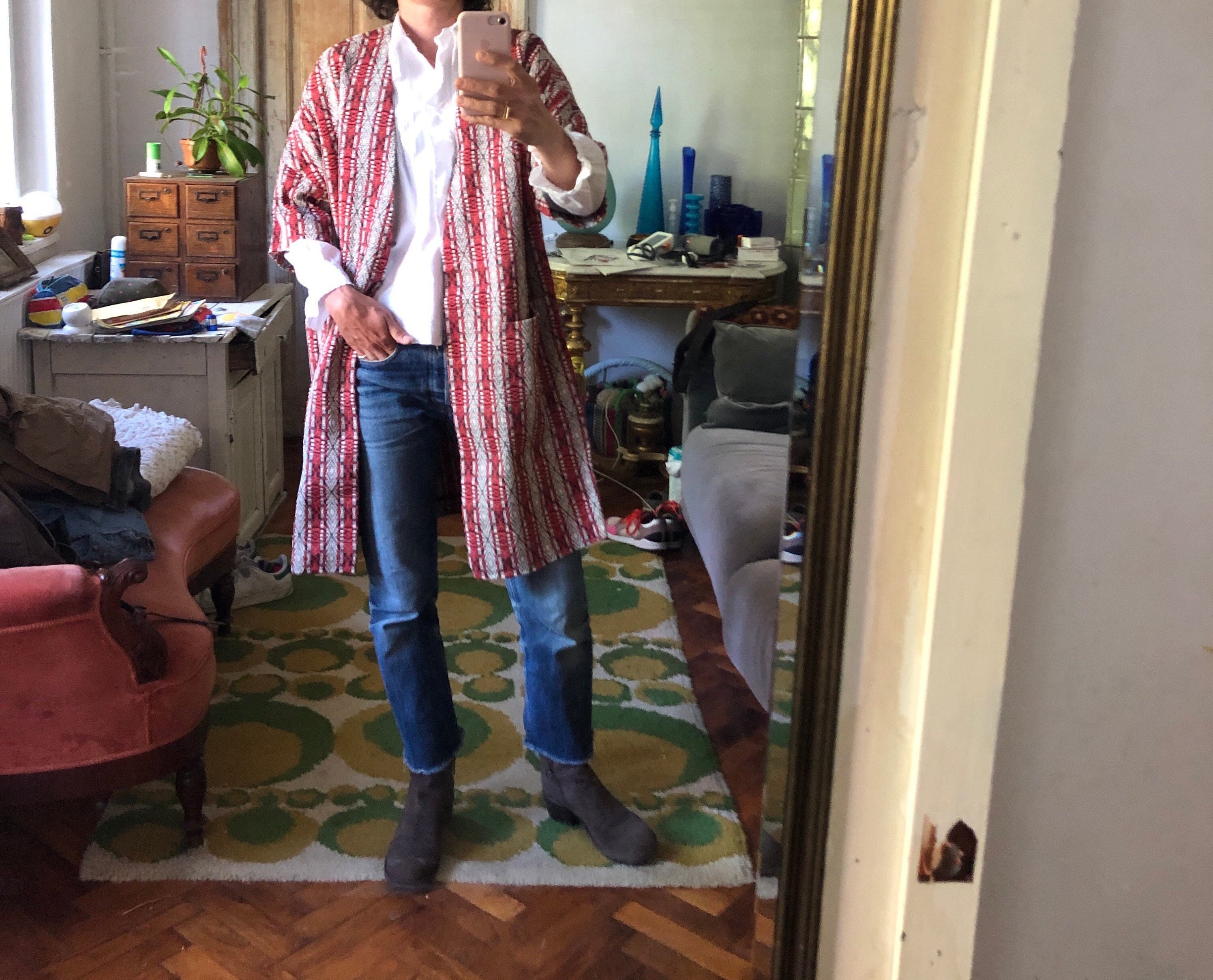 Dries Van Noten Cotton Kimono / Red White Stripes/ Woven