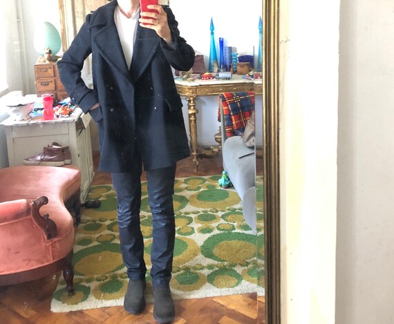 M/ Black wool classic French winter thick coat / o