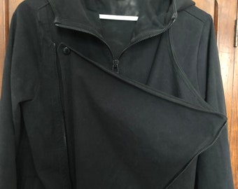 cotton coat comme yohji avant garde draped Helmut Lang black extravagant hoodie sweatshirt jacket Clothing Gender-Neutral Adult Clothing Hoodies & Sweatshirts Hoodies 