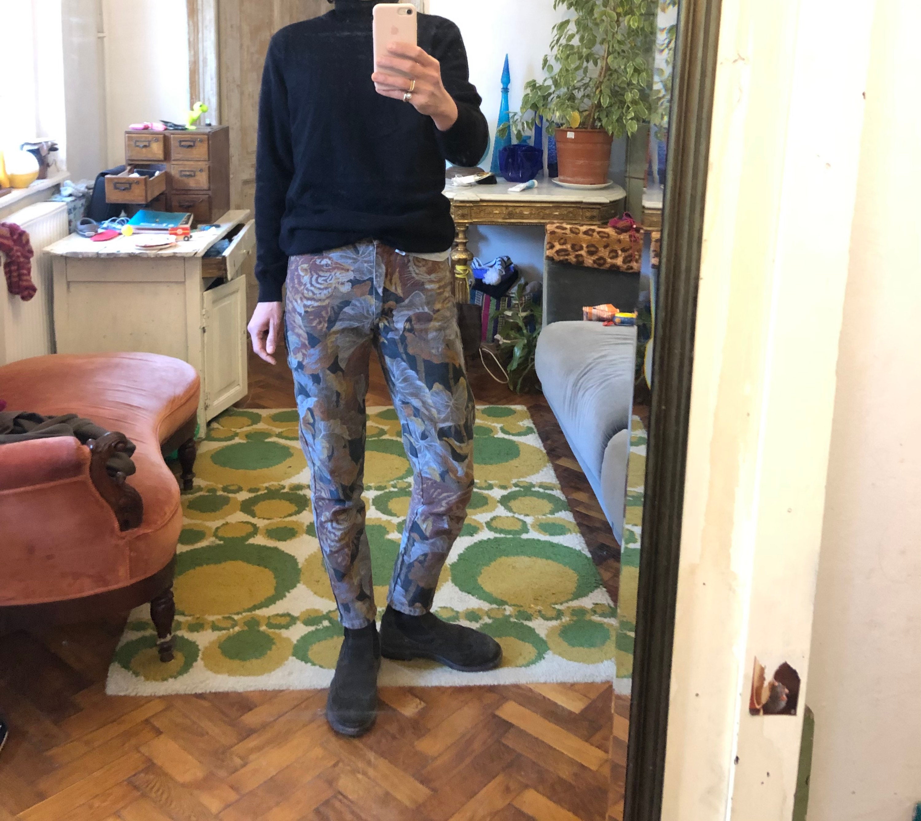 S/ Vintage 80s Kenzo tiger print jeans trousers/ amazing / Fr 36 leopard animal print