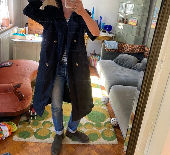 WATER REPELLENT OVERSIZED BELTED TRENCH COAT - Navy blue