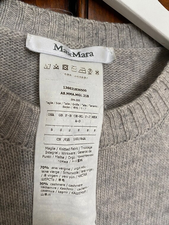 S/ Long grey Max Mara cashmere wool sweater side … - image 6