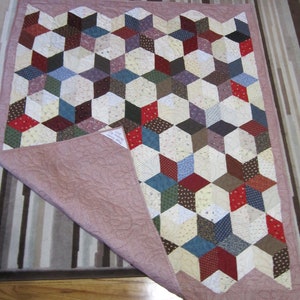 New USA Handmade Star Patchwork Quilt 51&quot; x 60&quot; Dark Red