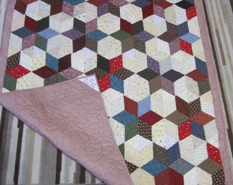 New USA Handmade Star Patchwork Quilt 51&quot; x 60&quot; Dark Red