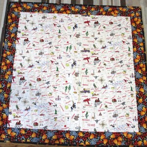 Neu USA Handgefertigte Table Topper Quilt USA Map und Obst Bordüre - 42 "x 42"