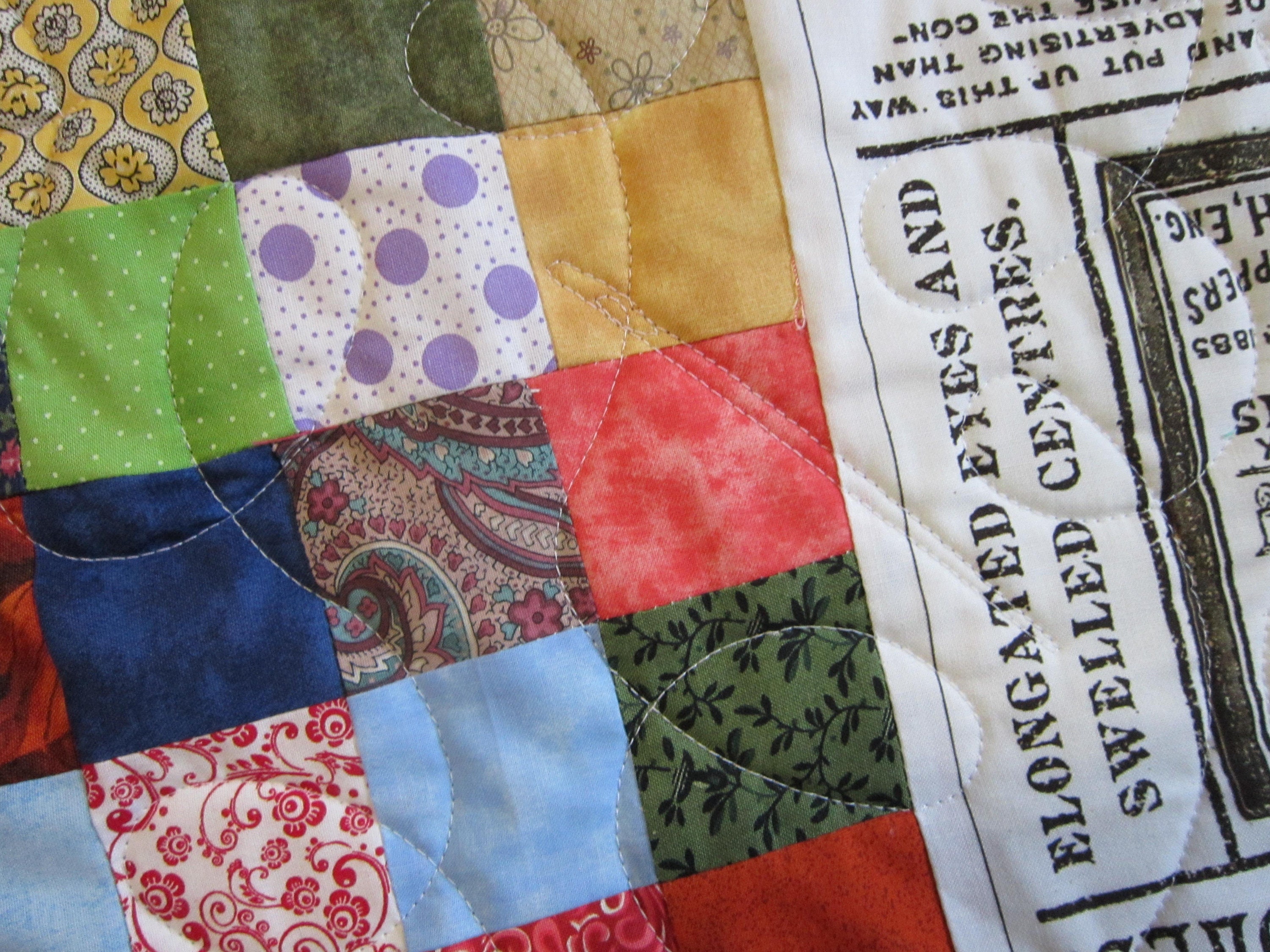 New USA Handmade Lap/throw Size Patchwork Quilt W/ Antique Sewing Ads ...