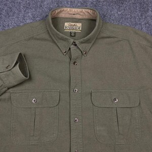 Cabela's Chamois Shirt Heren 2XL Groen Hertenleer Zacht Katoen Knoopsluiting Vintage Y2K