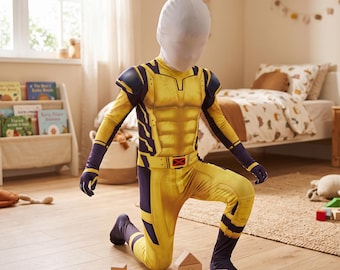 Kids Wolverine Costume | Dark Anti Hero Bodysuit | Halloween Cosplay Jumpsuit | Full Body Suit for Boys Girls | Dress Up Gift