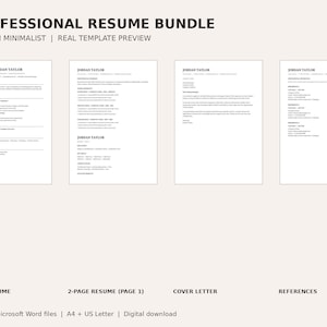 Editable Resume Template Bundle, 3 CV Designs, ATS Friendly, Cover Letter, References, Microsoft Word, Instant Download