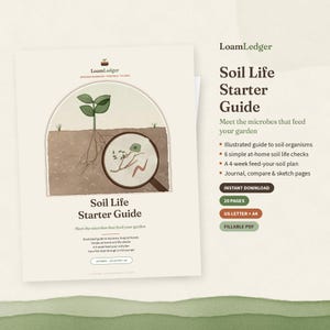 Soil Biology Guide Printable, Beginner Soil Microbes Workbook, Soil Health Tests, Compost Extract, Garden Journal PDF, Letter and A4