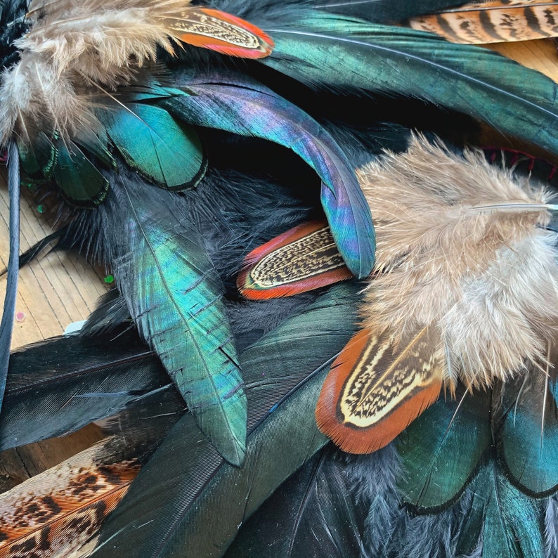 OOAK Photo Prop Floral Headpiece Set- Autumn Elegance Feather Headpiece Floral Headdress Festival Feather Headdress Gift