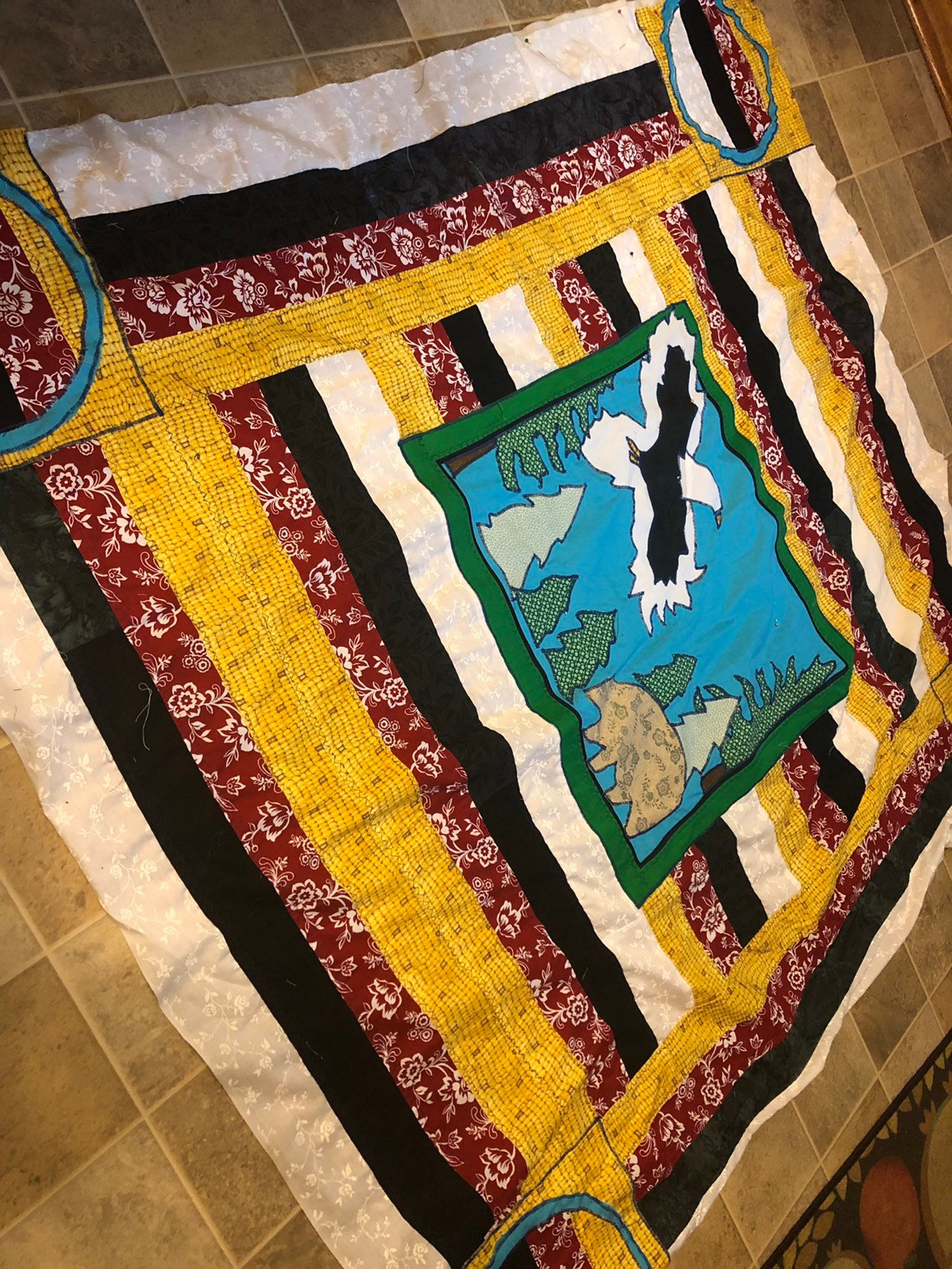 Four direction Quilt Eagle Bear Medicine wheel Quilt Etsy