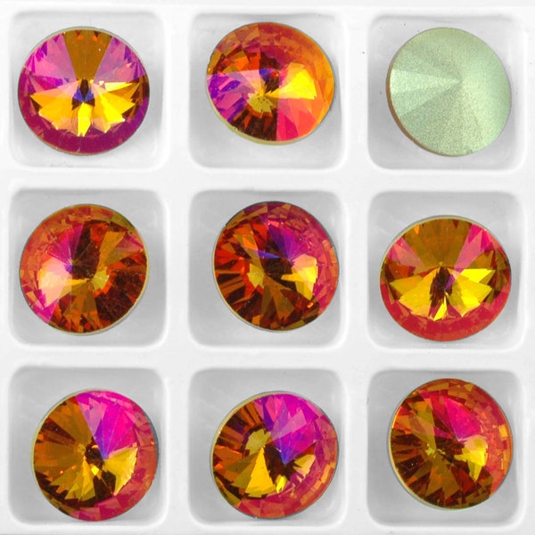 Set of 15 Czech Crystal Rivoli Pendants in 10mm Astral Pink Topaz (Sku 872 - CC-RIV-10-AP)