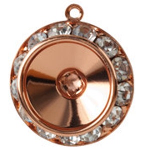 Copper Plated Crystal Bezeled Rivoli Holder for Swarovski 1122 14mm Rivolis - 1 Piece (sku 1446 - RRP-14MM-C)